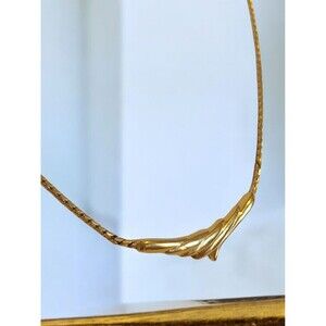 Vintage Napier Gold Tone Fancy Necklace Open Link Curvy Bar Chain Shiny 16"